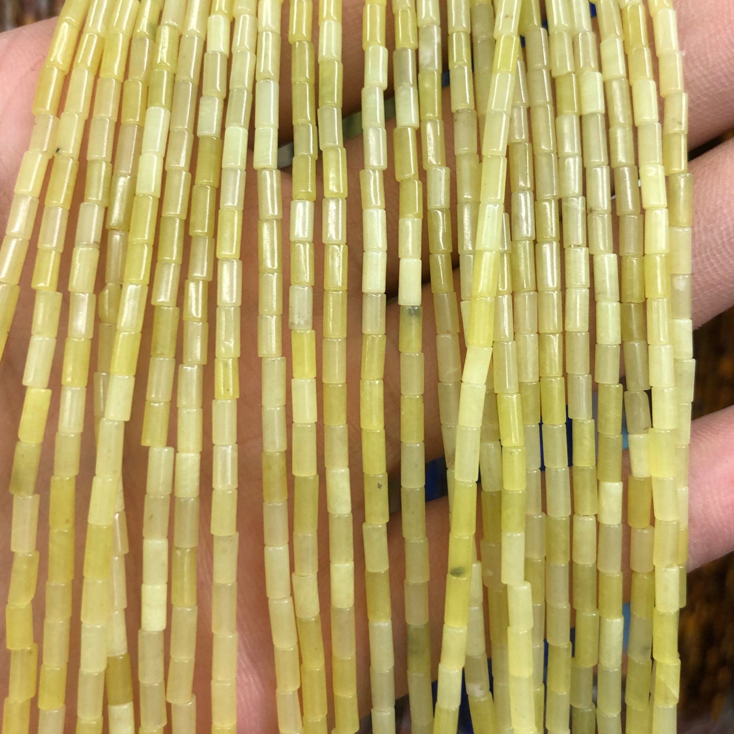 2x4mm Lemon Jade Tube Beads 15''