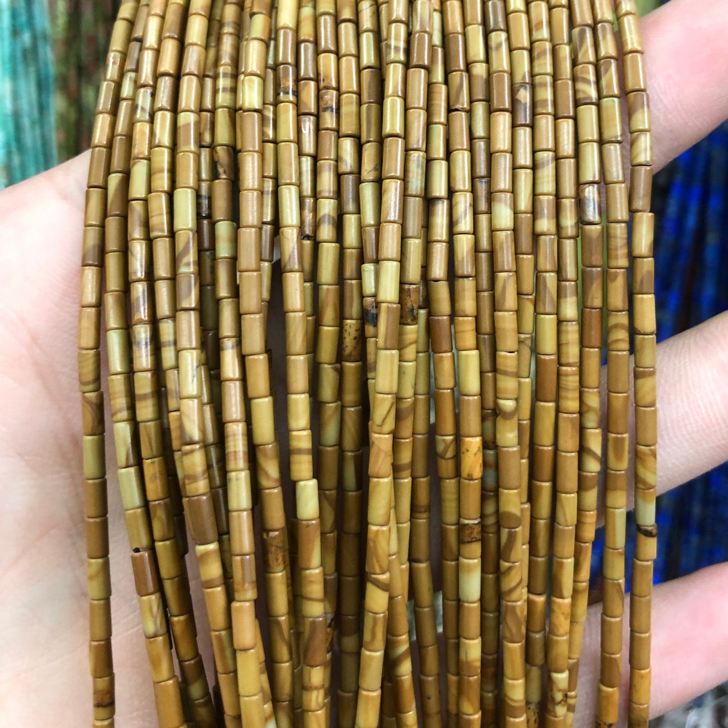 2x4mm Grain Jasper Tube Beads 15''