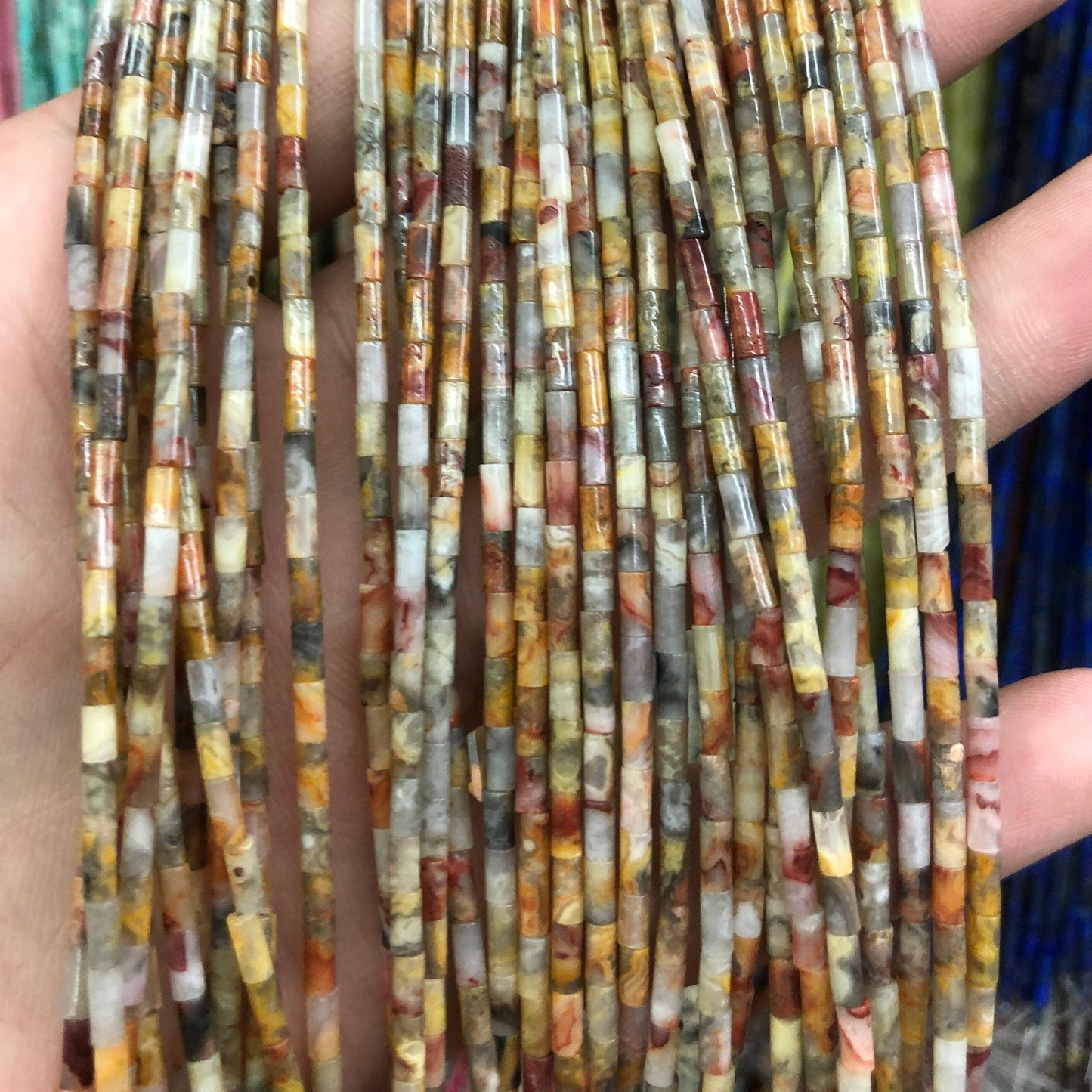 2x4mm Crazy Agate Tube Beads 15''
