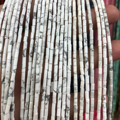Perles en tube Howlite 2x4mm 15''