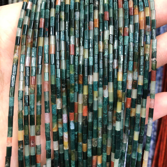 2x4mm Indian Agate Tube Beads 15''