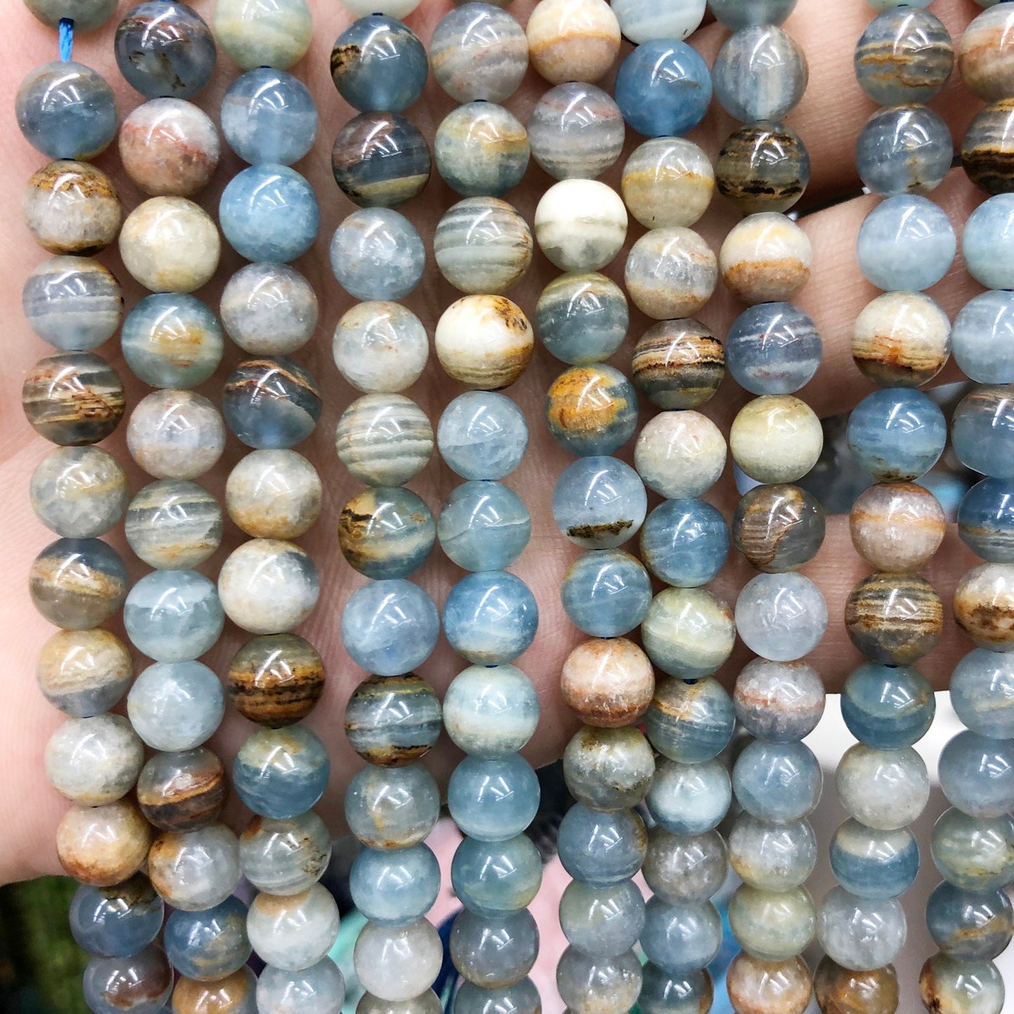 Blue Calcite Beads 6mm 8mm 10mm 12mm 15''