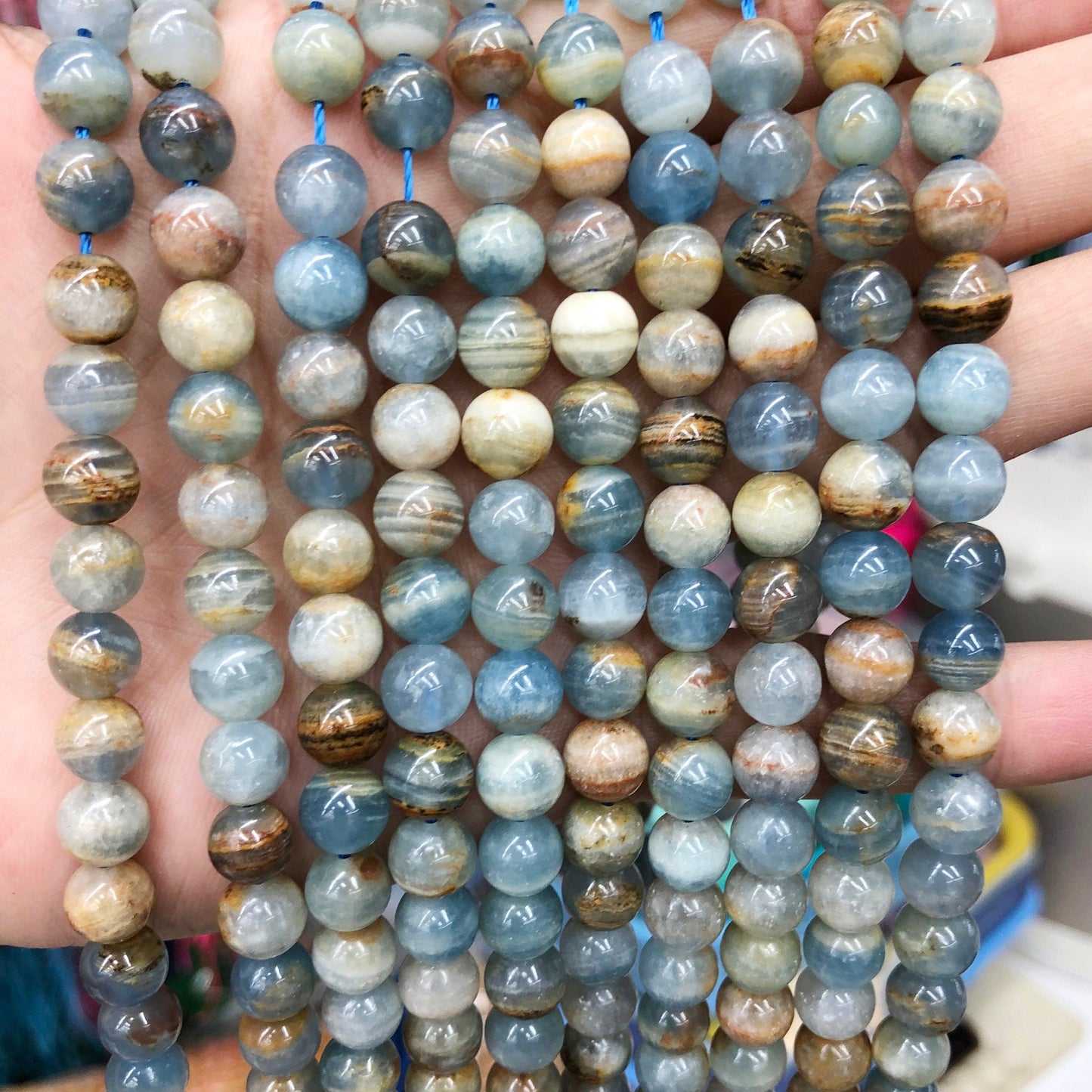 Blue Calcite Beads 6mm 8mm 10mm 12mm 15''