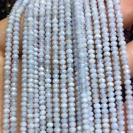 Blue Lace Agate Nice Cut Rondelle Faceted Beads 2x3mm 15''
