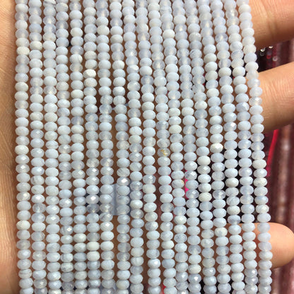 Blue Lace Agate Nice Cut Rondelle Faceted Beads 2x3mm 15''