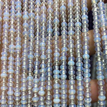 Perles à facettes en opale bleue, taille ronde, 2 x 3 mm, 38 cm