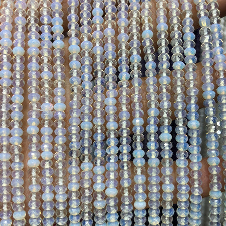 Perles à facettes en opale bleue, taille ronde, 2 x 3 mm, 38 cm