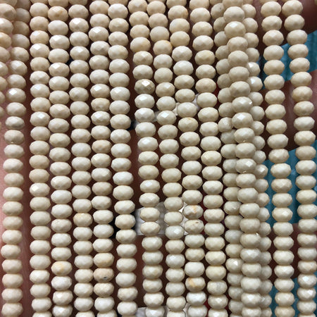 Perles à facettes en jaspe fossile, belle taille, rondelles 3 x 4 mm, 15 pouces