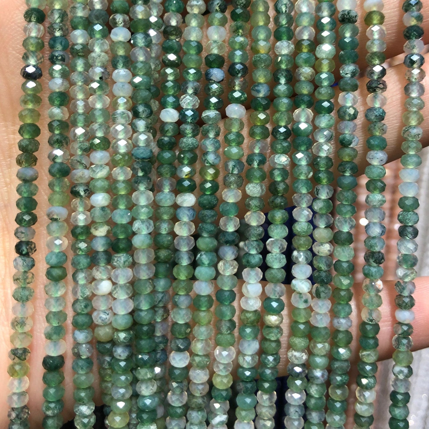 Moss Agate Nice Cut Rondelle Faceted Beads 2x3mm 3x4mm 15''