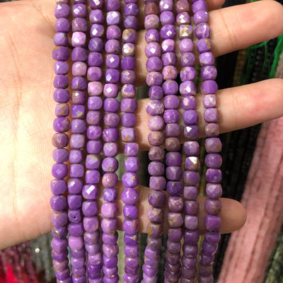Phosphosiderite Cube  Faceted Beads 4mm 15''