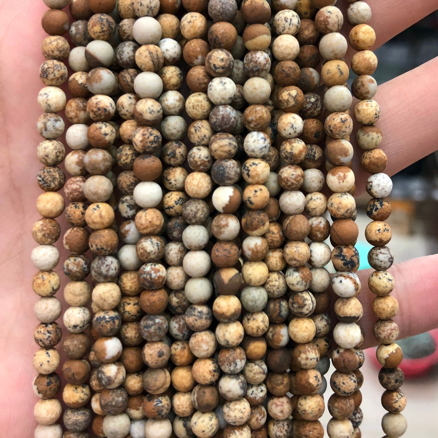 Picture Jasper Matte Beads 4mm 6mm 8mm 10mm 12mm 15''