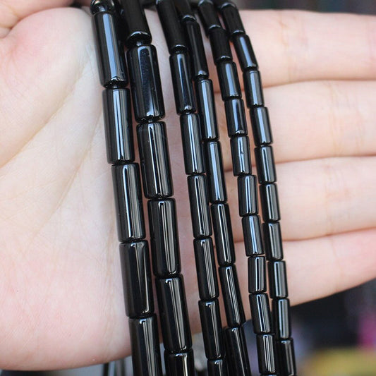 Black Onyx Tube Beads 4x8mm 4x13mm 6x16mm 15''