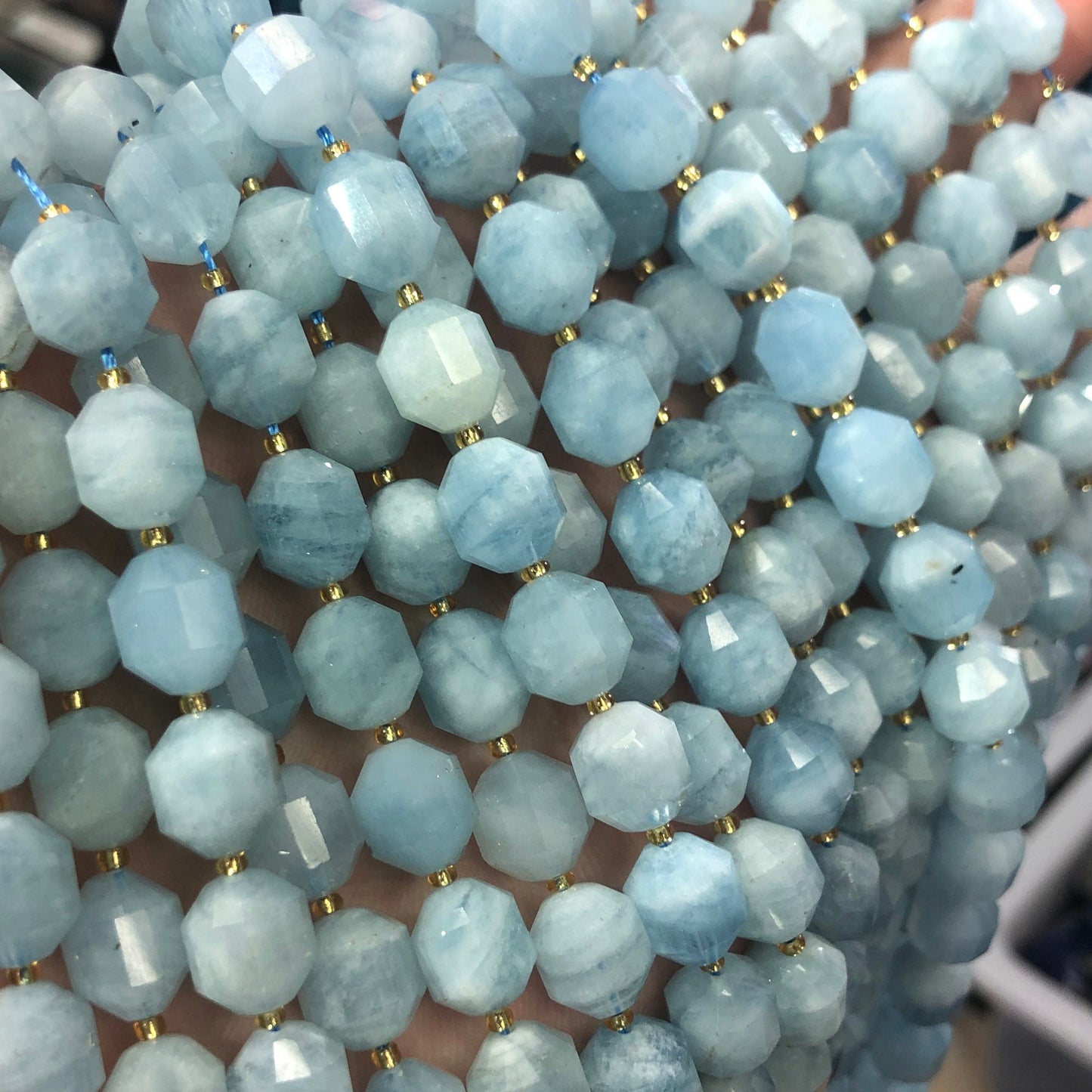 Aquamarine Faceted Beads 10mm 15''