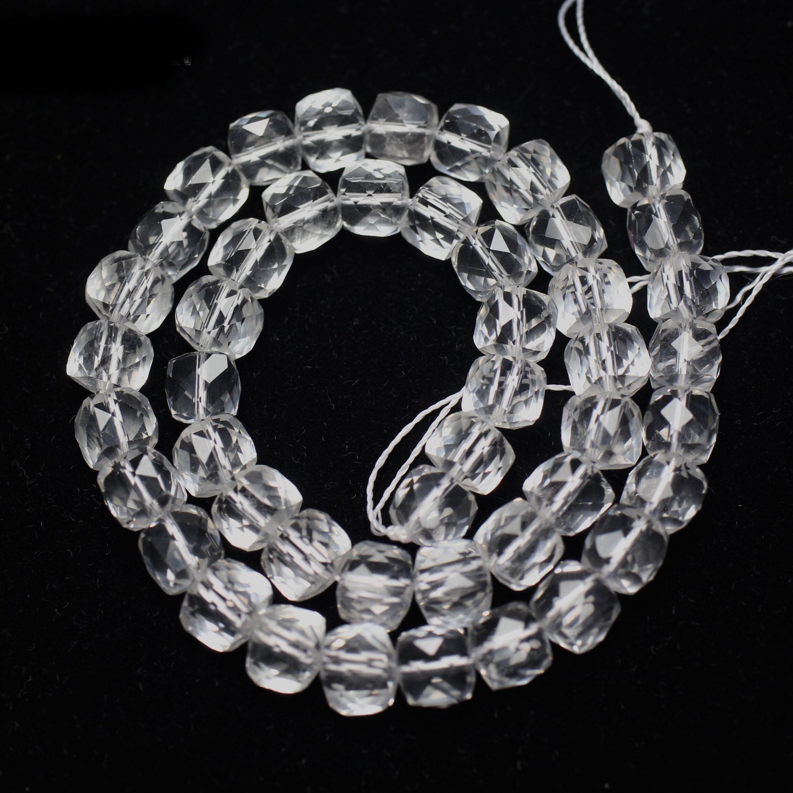 Rock Crystal Quartz Cube Faceted Beads 8mm 15''