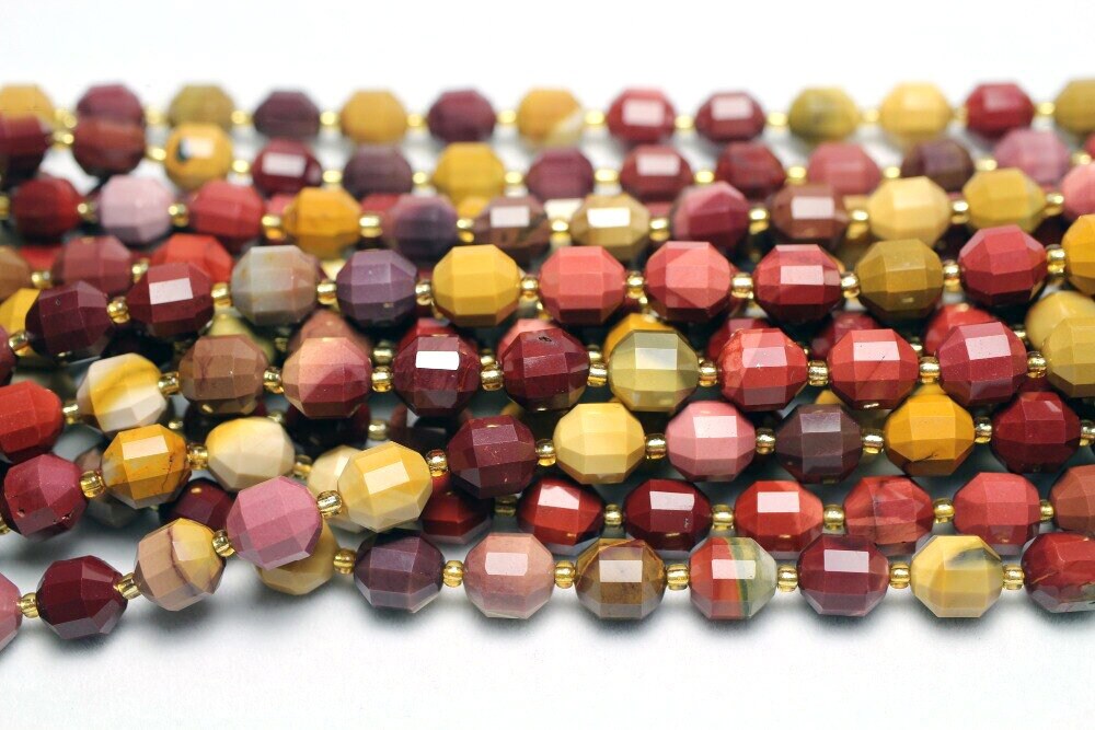 Mookaite Jasper Tube Faceted Beads 6mm 8mm 10mm 15''