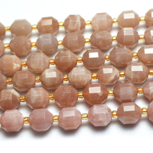 Sunstone Faceted Tube Beads 8mm 10mm 15''