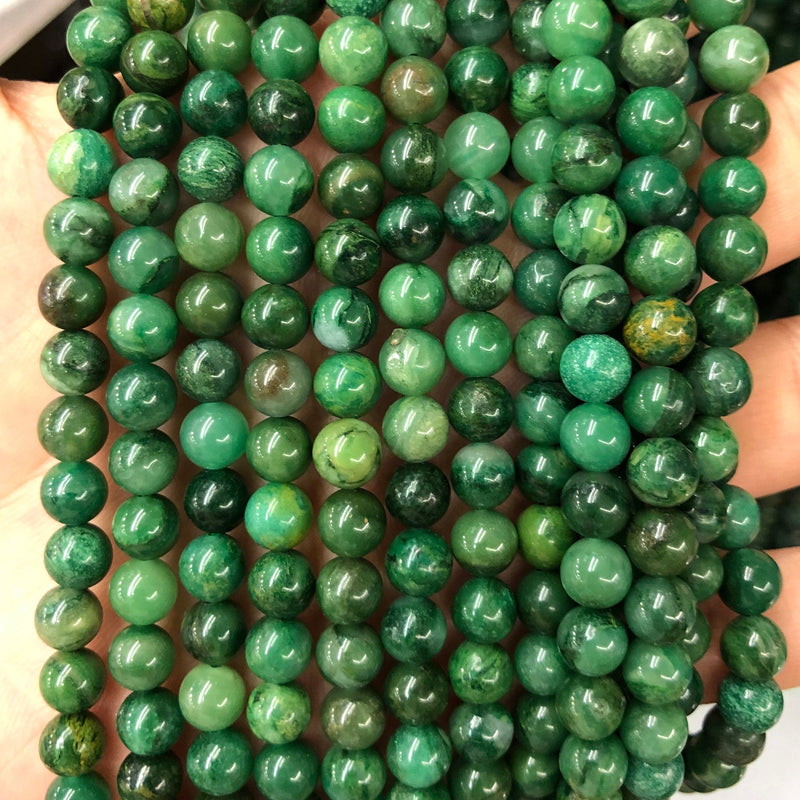 Perles de jade africaines 4 mm 6 mm 8 mm 10 mm 15''
