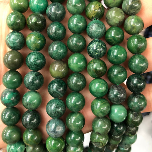 Afrikansk jade, naturlig ædelsten, grøn rund sten 4mm 6mm 8mm 10mm 15''