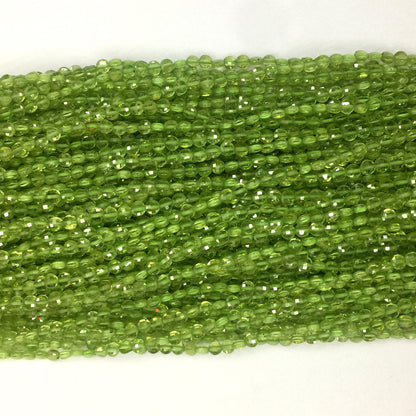 Peridot Coin Faceted Beads 4mm 15''