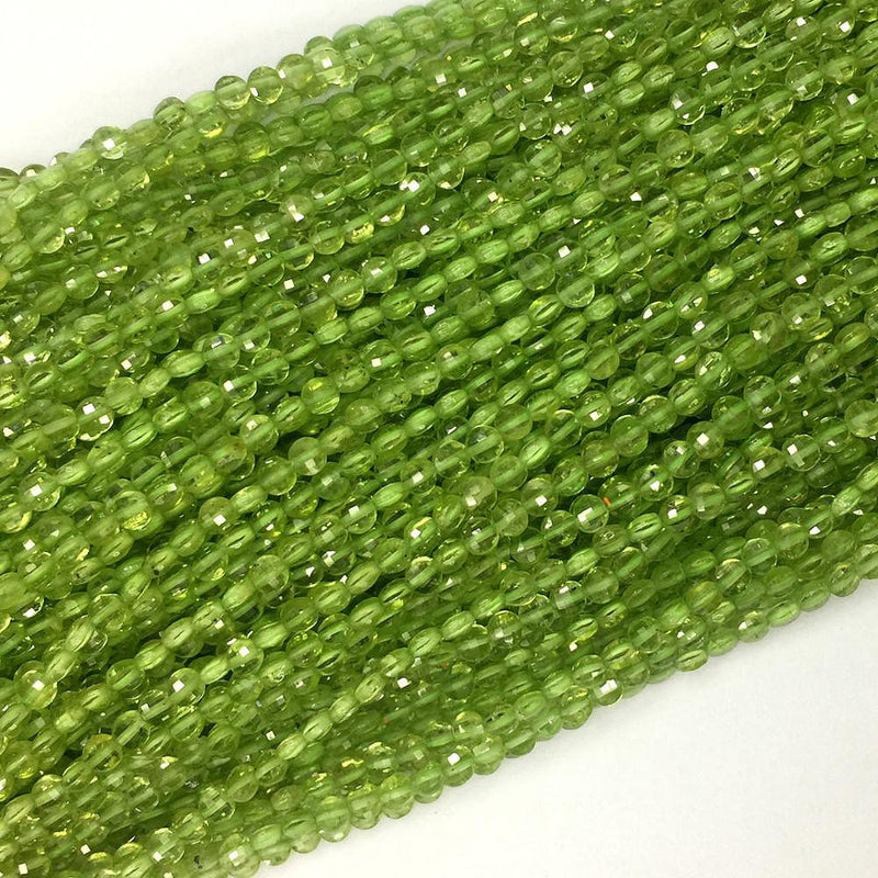 Peridot mønt facetperler 4mm 15''