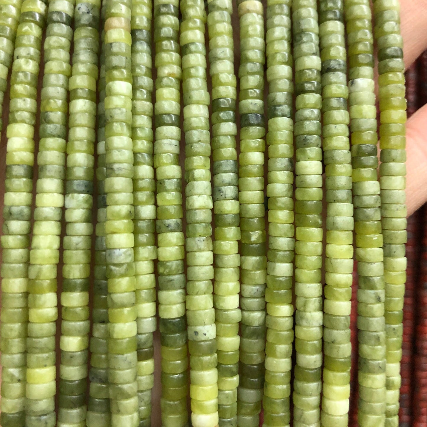 2x4mm Green Jasper Rondelle Beads  15''