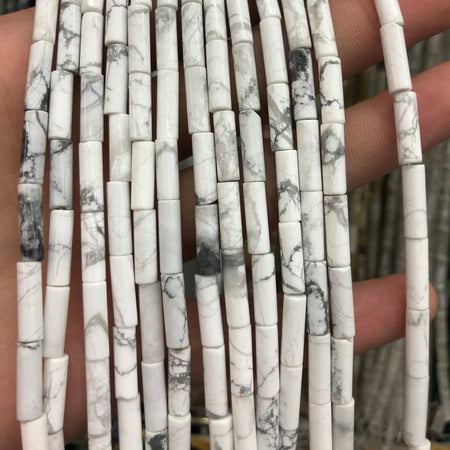 Howlite Tube Stone Beads 4x13mm 15''