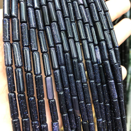 4x13mm Blue Sandstone Tube Beads 15''