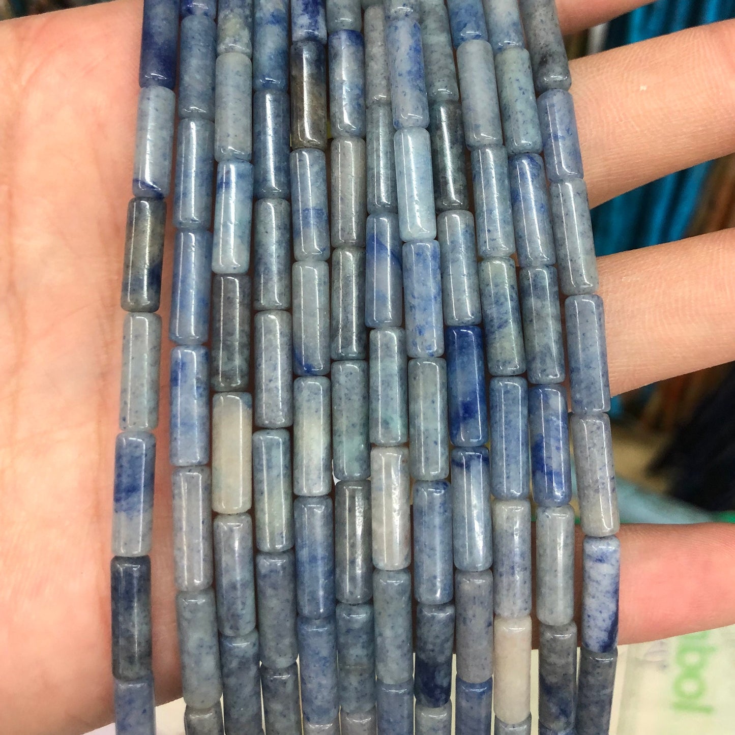 4x13mm Blue Aventurine Tube Beads 15''