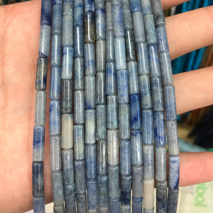 Perles en tube d'aventurine bleue 4x13 mm 15''