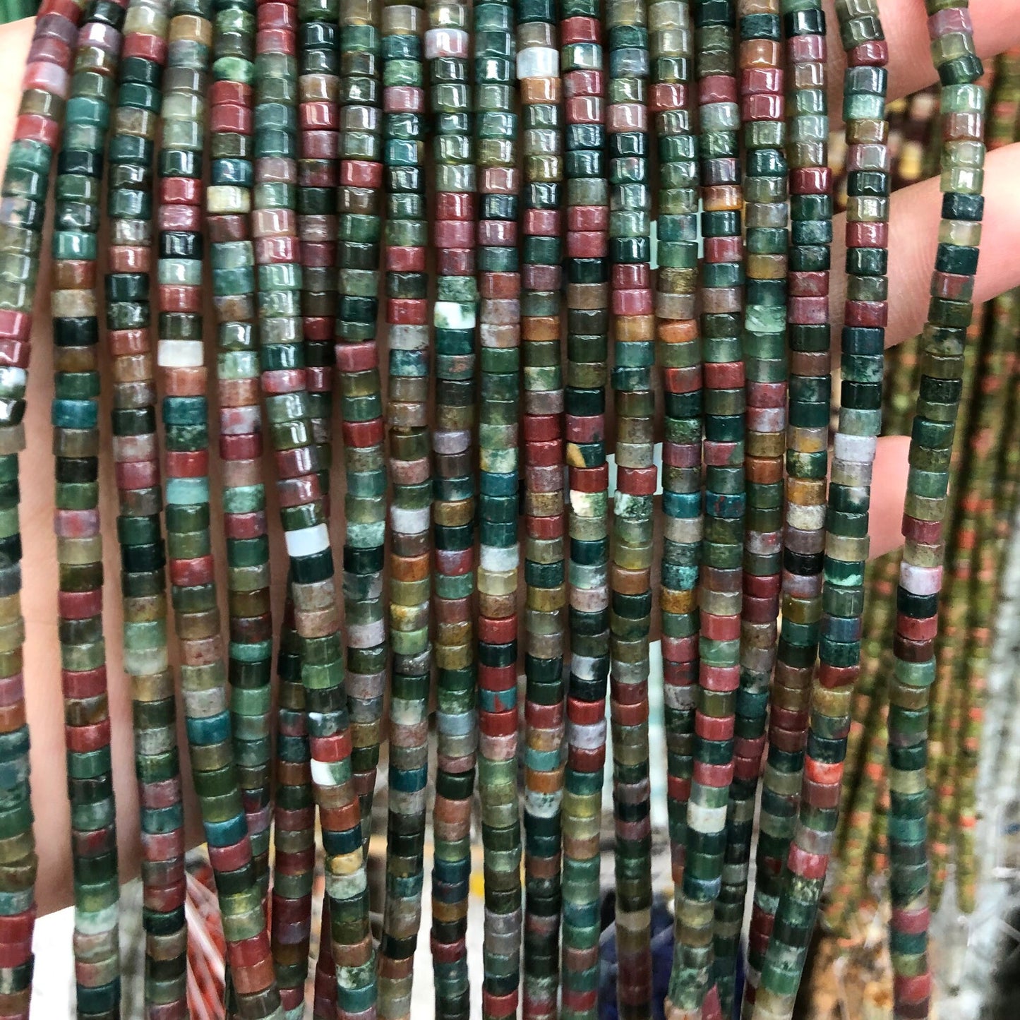 2x4mm Fancy Agate Rondelle Beads 15''