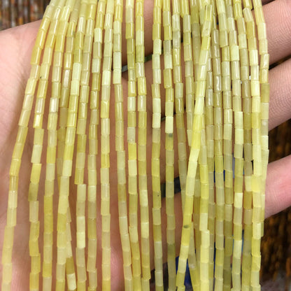 2x4mm Lemon Jade Tube Beads 15''