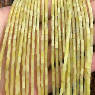 2x4mm Lemon Jade Tube Beads 15''