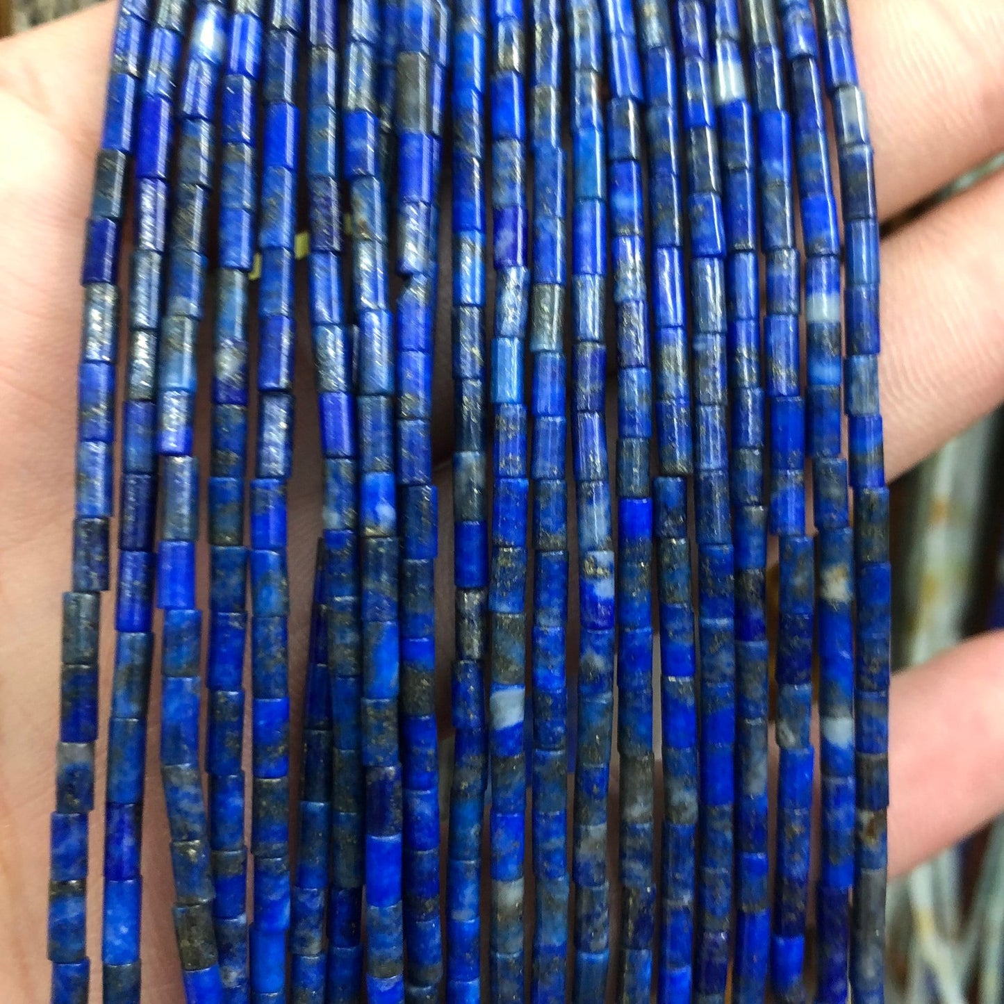 2x4mm Lapis Lazuli Tube Beads 15''