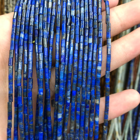 Perles tubulaires en lapis-lazuli 2x4 mm 15''
