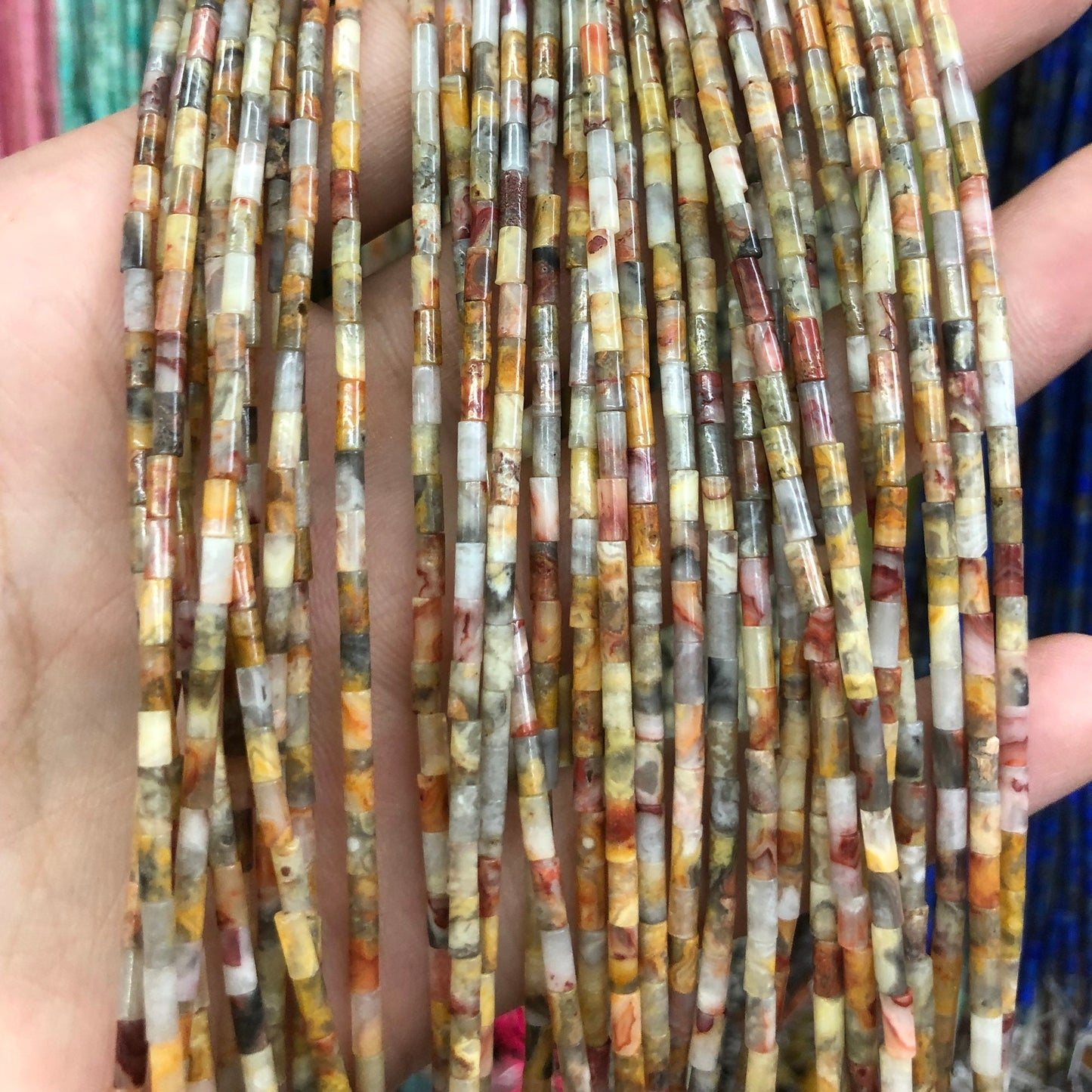 2x4mm Crazy Agate Tube Beads 15''