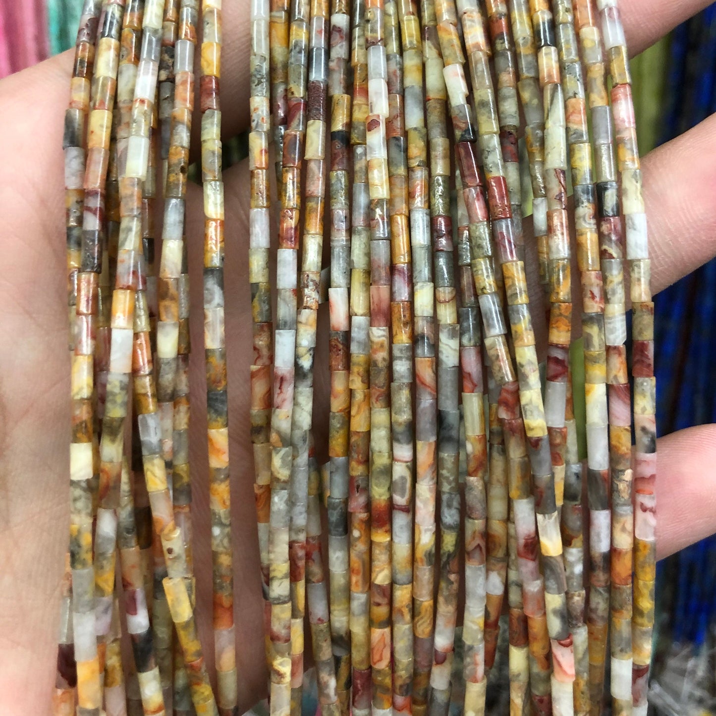 2x4mm Crazy Agate Tube Beads 15''