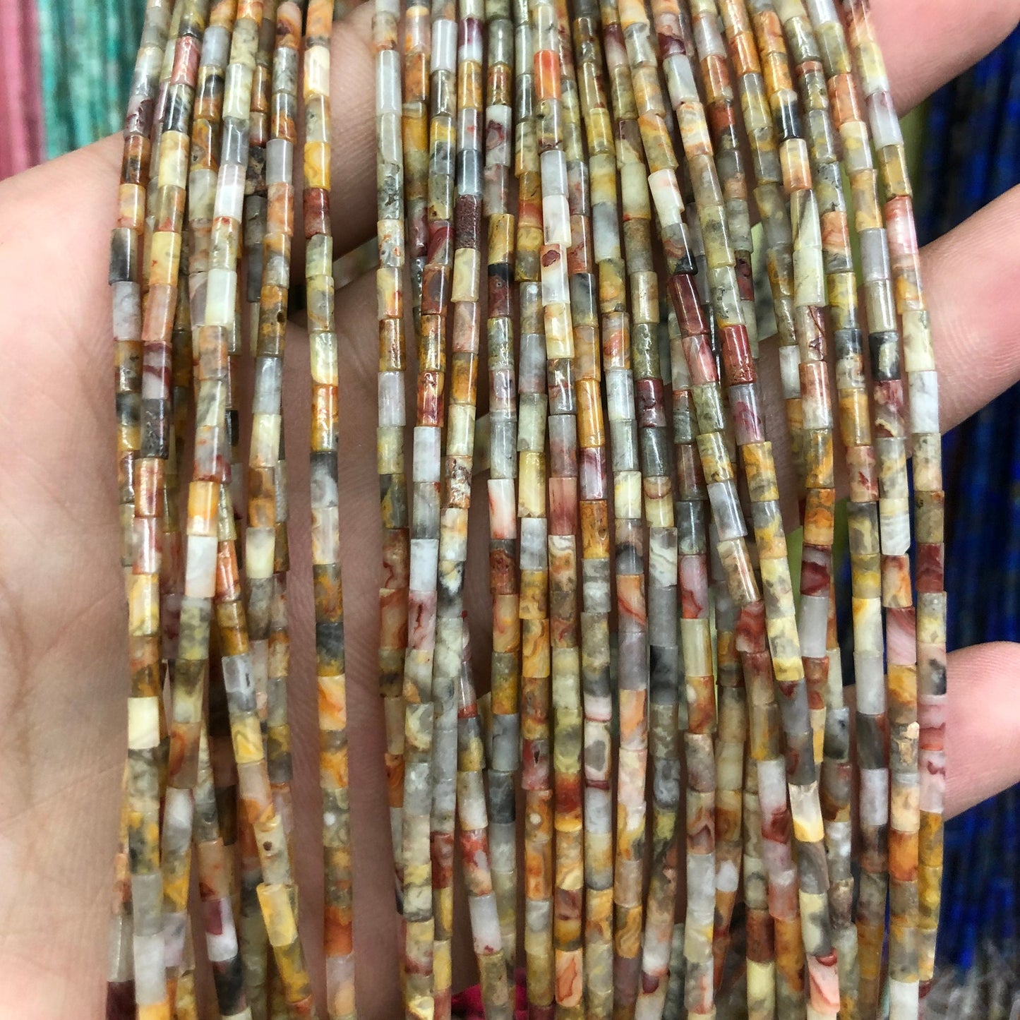 2x4mm Crazy Agate Tube Beads 15''