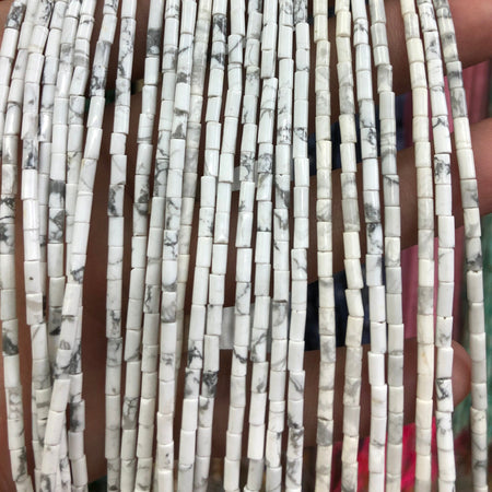 2x4mm Howlite Tube Beads 15''