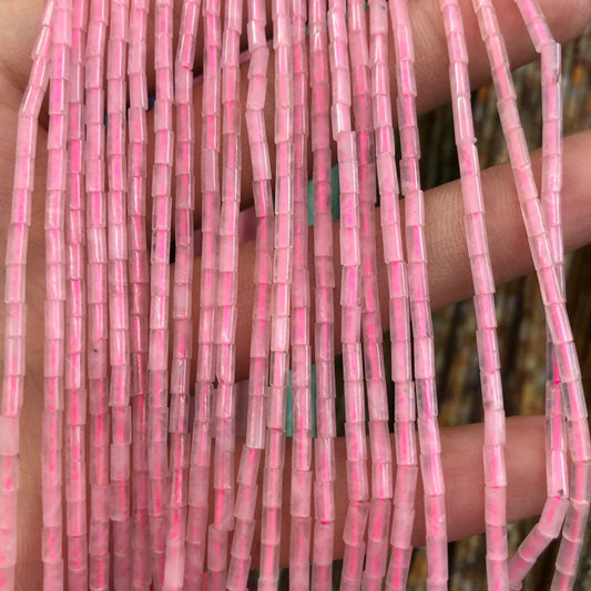 2x4mm Rose Quartz Tube Beads Natural Gemstone Beads