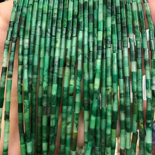 2x4 mm afrikansk jade rørperler 15''