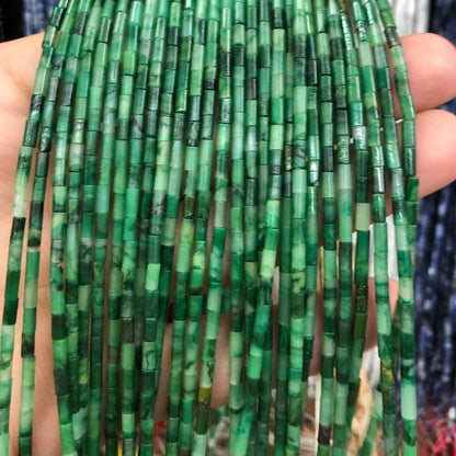 2x4 mm afrikansk jade rørperler 15''
