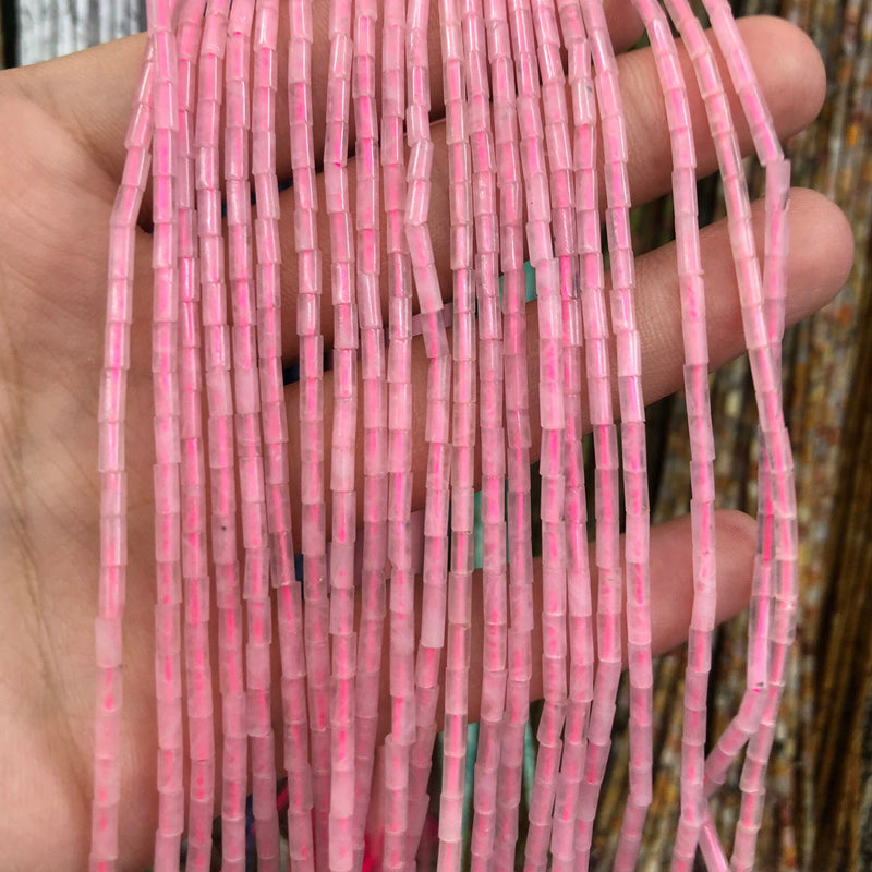 2x4mm Rose Quartz Tube Beads 15‘’