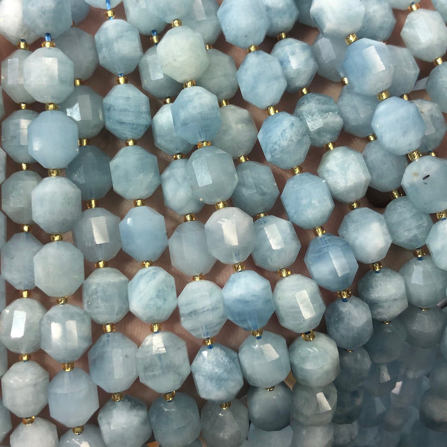 Aquamarine Faceted Beads 10mm 15''