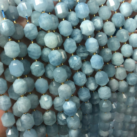Aquamarine Faceted Beads 10mm 15''