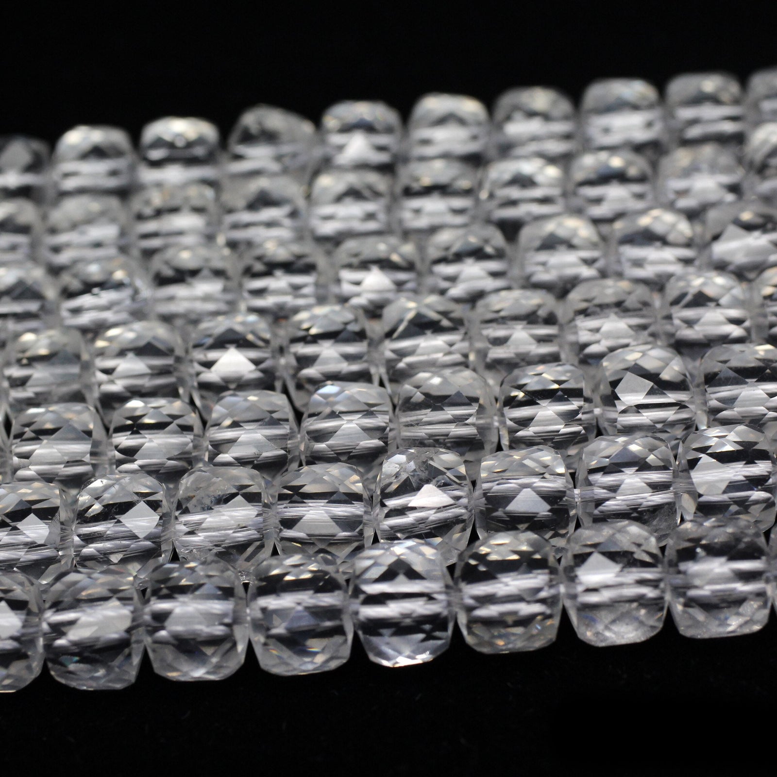 Rock Crystal Quartz Cube Faceted Beads 8mm 15''