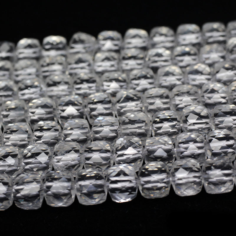 Rock Crystal Quartz Cube Faceted Beads 8mm 15''