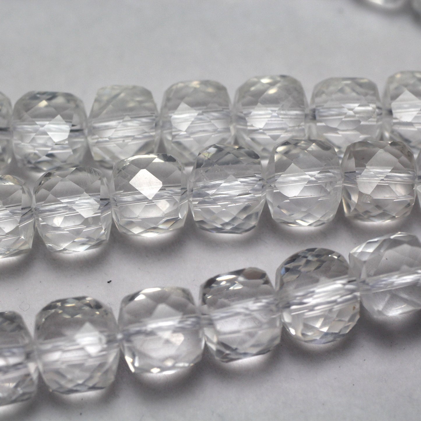 Rock Crystal Quartz Cube Faceted Beads 8mm 15''