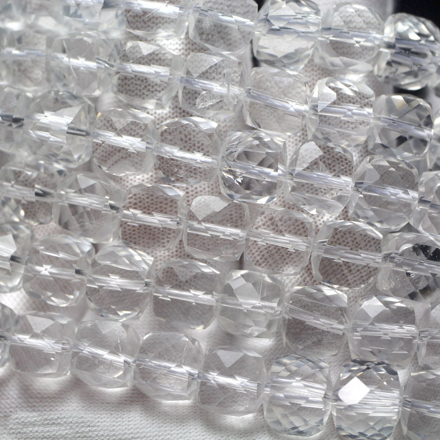 Rock Crystal Quartz Cube Faceted Beads 8mm 15''