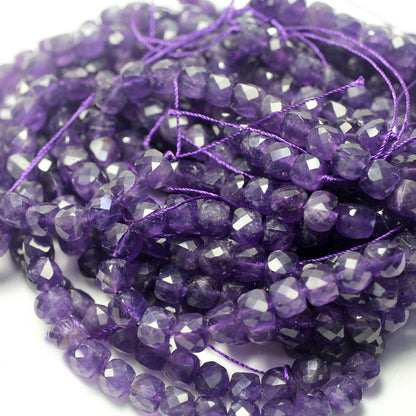 Amethyst Cube Faceted Stone Beads 8mm 15''