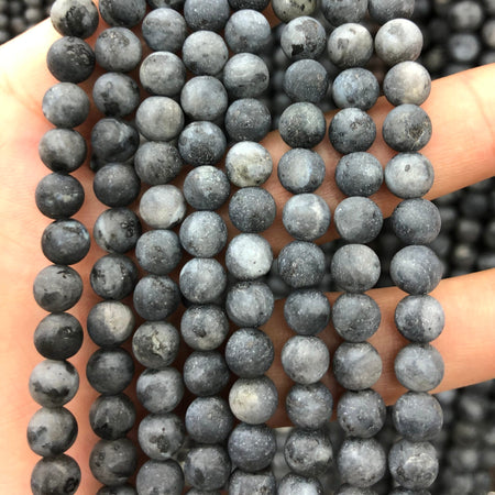 Black Labradorite Matte Beads  4mm 6mm 8mm 10mm 12mm 15''